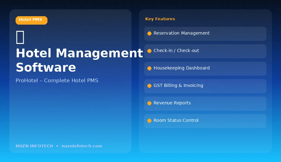 Hotel management software dashboard by NUZN Infotech