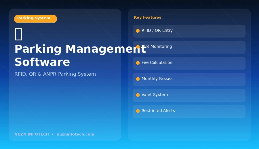 Parking management software dashboard by NUZN Infotech