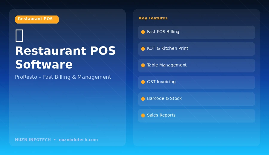 Restaurant POS software billing screen by NUZN Infotech